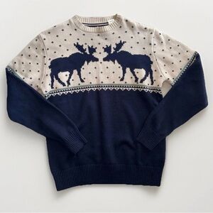 Navy and Cream Moose Pattern Sweater (Christmas sweater)